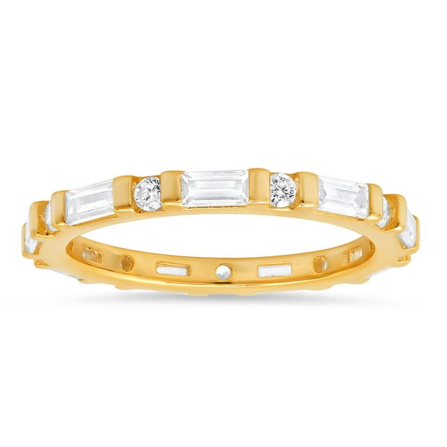 Kylie Harper Gold Over Silver Round & Baguette-cut CZ Stackable ...
