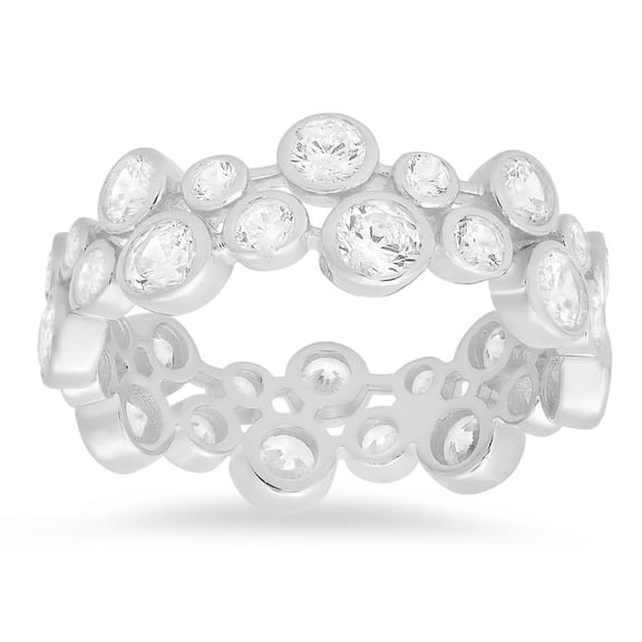 Kylie Harper Sterling Silver Abstract Bezel-set CZ Eternity Band Ring