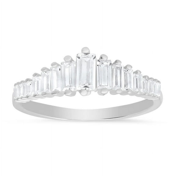 Kylie Harper Sterling Silver Art Deco Baguette-cut CZ Ring