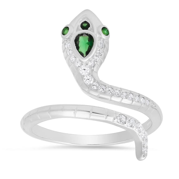 Kylie Harper Sterling Silver CZ Snake Ring