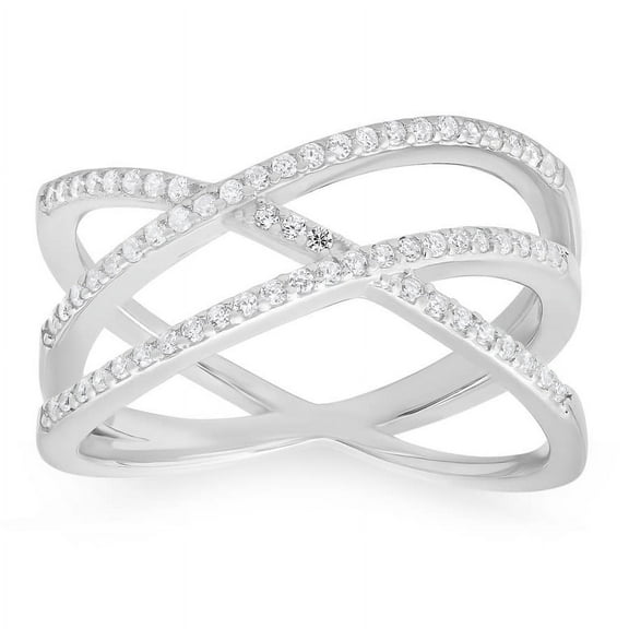 Kylie Harper Sterling Silver Criss-Cross CZ Ring