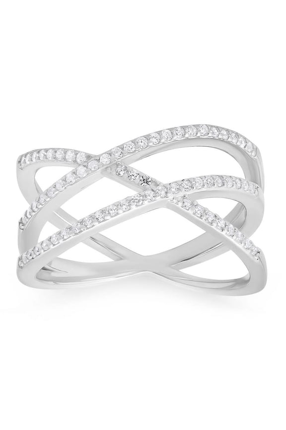 Sterling Silver Criss-Cross CZ Ring
