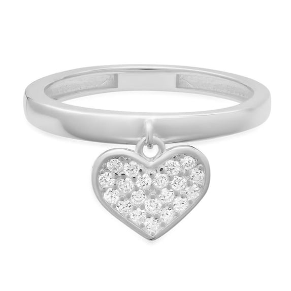 Kylie Harper Sterling Silver Dangling Heart CZ Ring