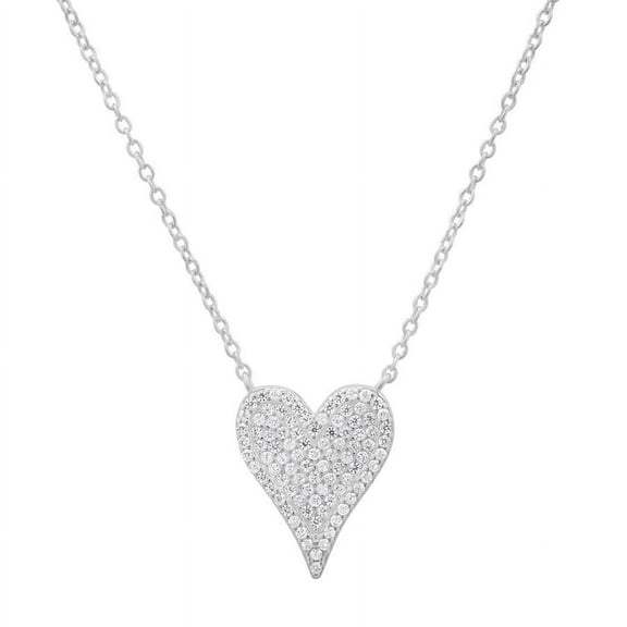 Kylie Harper Sterling Silver Elongated CZ Heart Necklace