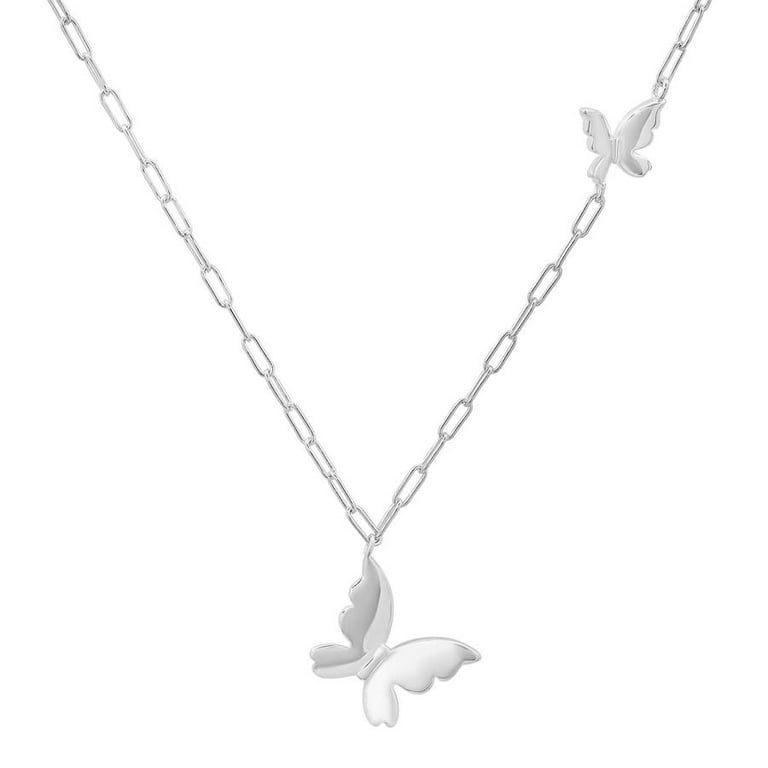 Kylie Harper Sterling Silver Paper Clip Butterfly Necklace