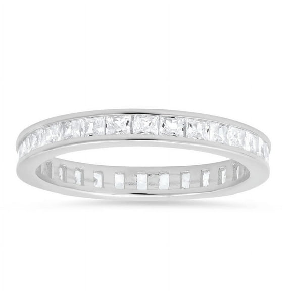 Kylie Harper Sterling Silver Princess-cut CZ Eternity Band Ring