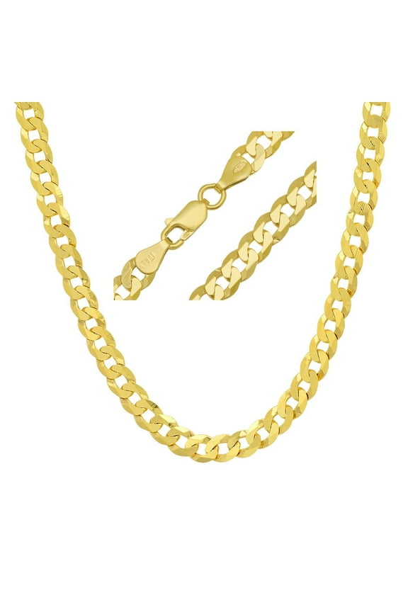 Kylie Harper Thick/Heavy Men's Italian 14k Gold Over Silver Miami Cuban Curb Chain - 22"-30"