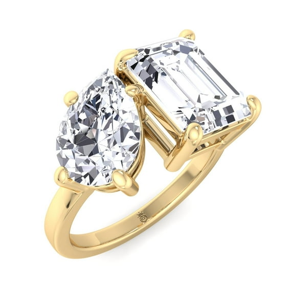Kylie - Toi Et Moi Pear & Emerald Moissanite - Lab Diamond Engagement Ring