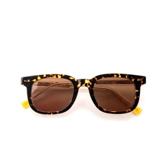 Kyme Men's Chase2 Bold Square Frame Tortoiseshell Sunglasses With Metallic Temples Brown