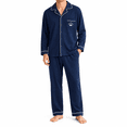 thumbnail image 1 of Kyntgho Men's Two Piece Pajama Set, Long Sleeve Button Front Pajama Shirt with Piping and Straight Pants, 1 of 7