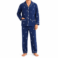 thumbnail image 1 of Kyntgho Men's Two Piece Pajama Set, Long Sleeve Button Front Pajama Shirt with Piping and Straight Pants, 1 of 7