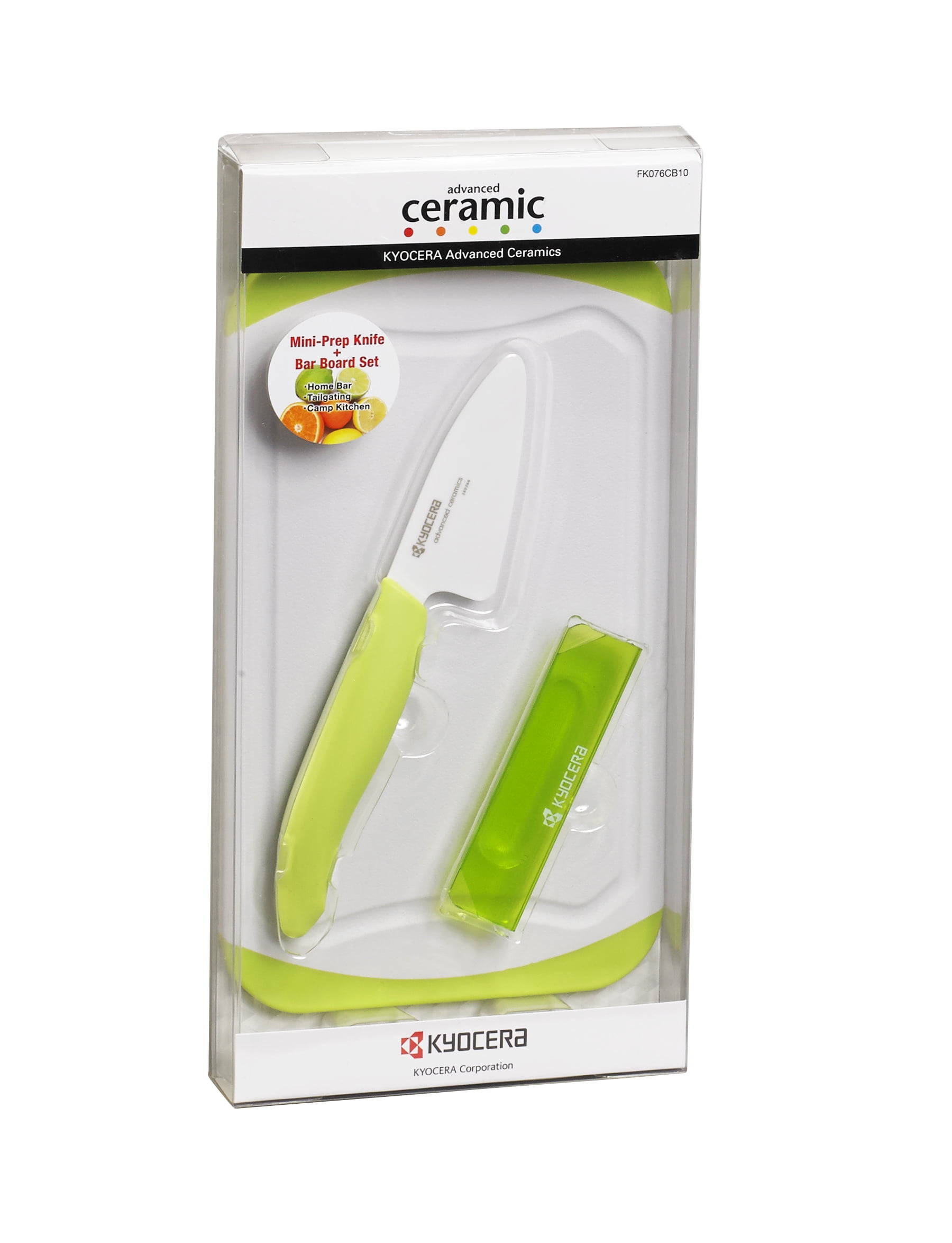 Kyocera Advanced Ceramic 3" Mini Prep Knife, Bar Board and Sheath Set