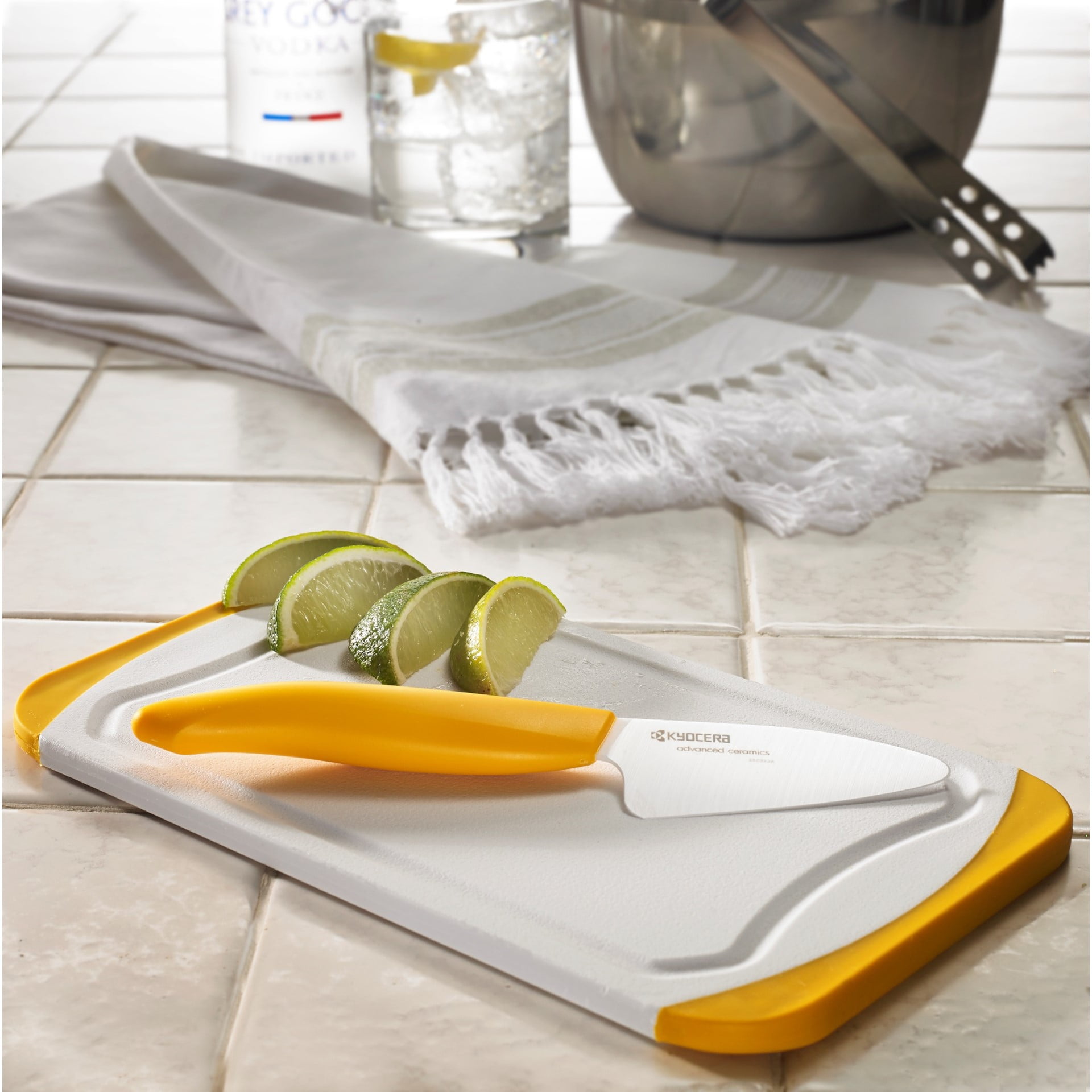 Kyocera Advanced Ceramic 3" Mini Prep Knife, Bar Board and Sheath Set