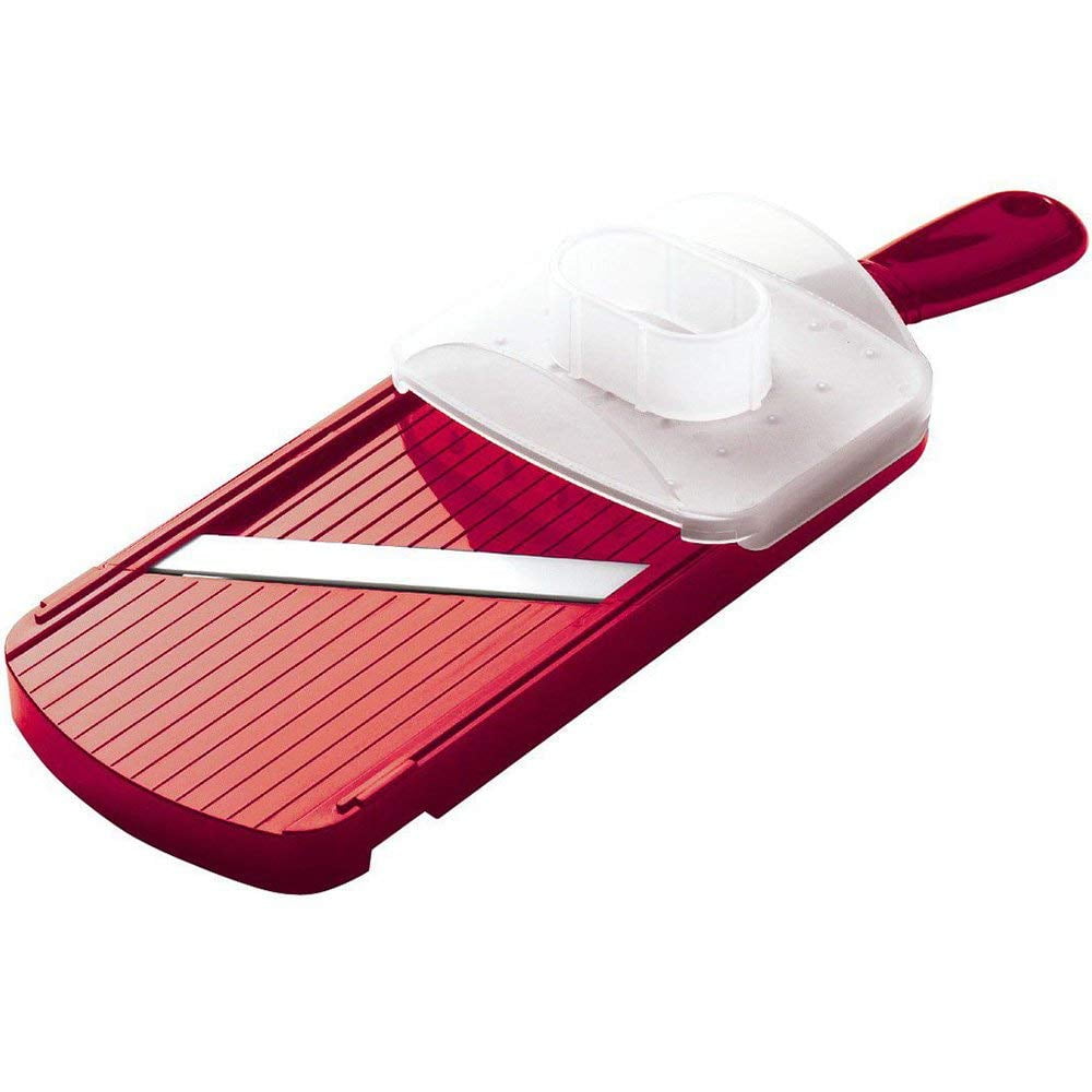 Red Ceramic Adjustable Mandoline Vegetable Slicer with Handguard