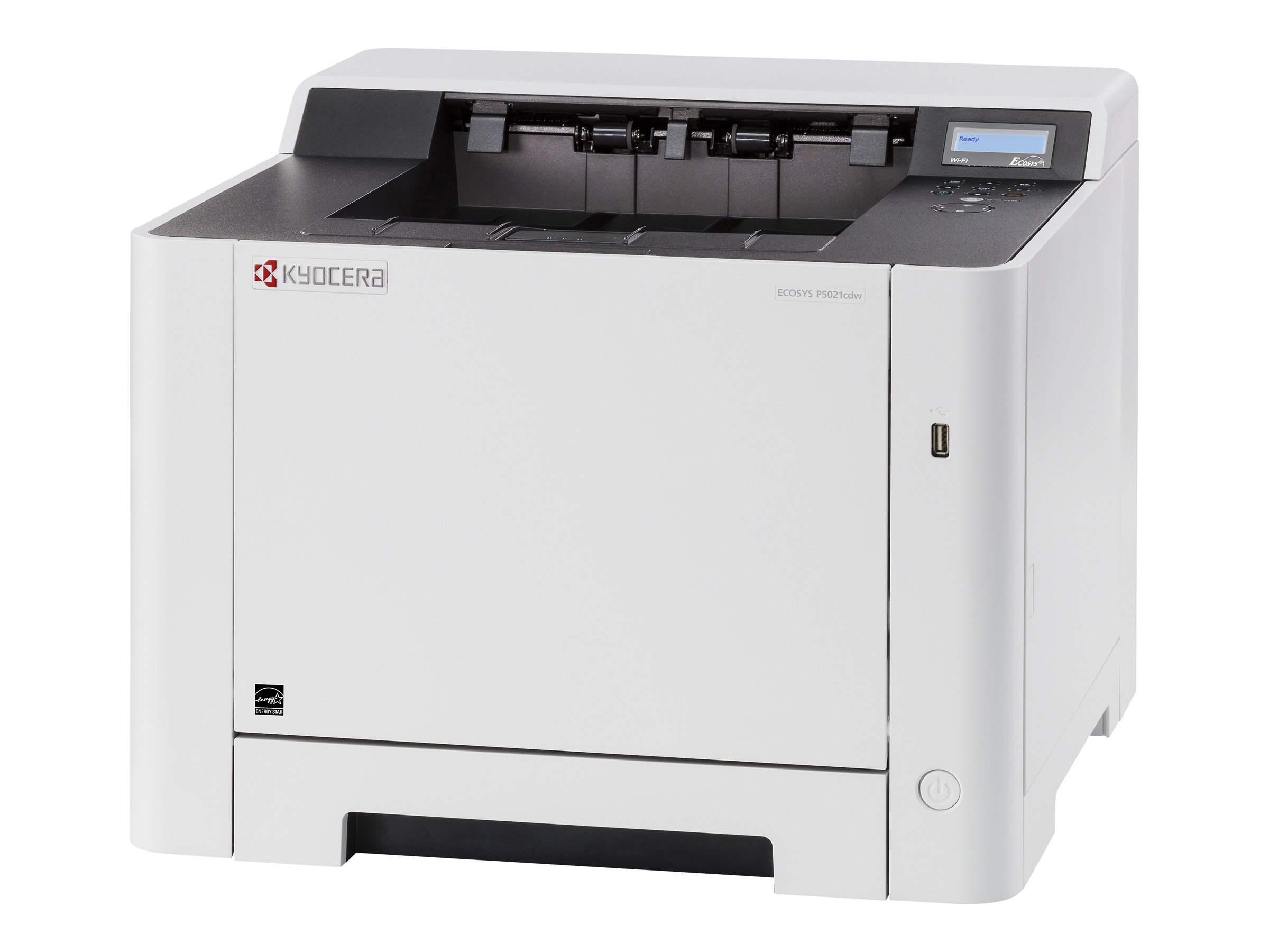 Kyocera ECOSYS P5021cdw - Printer - color - Duplex - laser - A4/Legal - 9600 x 600 dpi - up to 21 ppm (mono) / up to 21 ppm (color) - capacity: 300 sheets - USB 2.0, Gigabit LAN, USB host, Wi-Fi - image 1 of 4