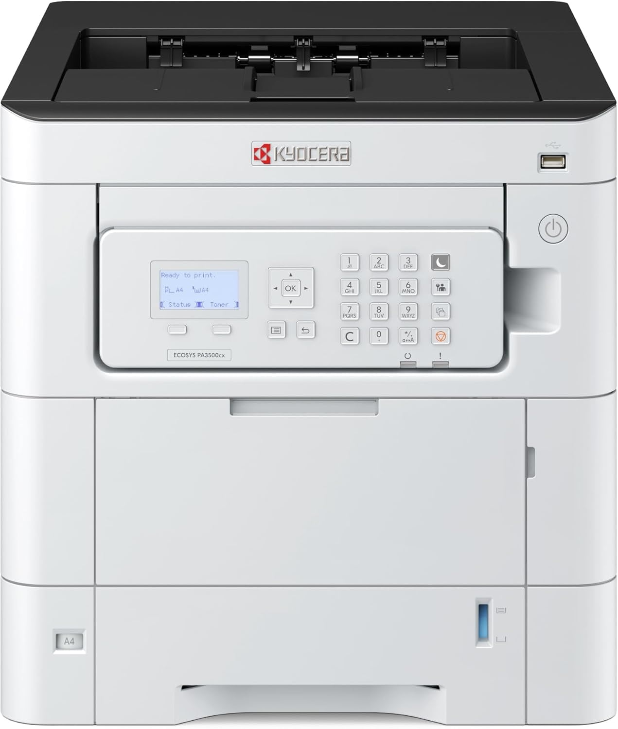 Kyocera ECOSYS PA3500cx A4 Color Laser Printer - 37 ppm, 1200 dpi, Gigabit Ethernet, 5 Line LCD with Hard Key Control Panel, 650 Sheet Capacity