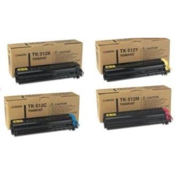 Kyocera Part # TK-512C. TK-512K. TK-512M. TK-512Y OEM Toner Cartridge Set