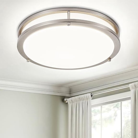 Kyoeon Flush Mount LED Ceiling Light: 13 Inch Ceiling Light Fixtures for Bedroom Hallway - 24W Modern Brushed Nickel Super Bright Kitchen Lighting Fixtures Ceiling