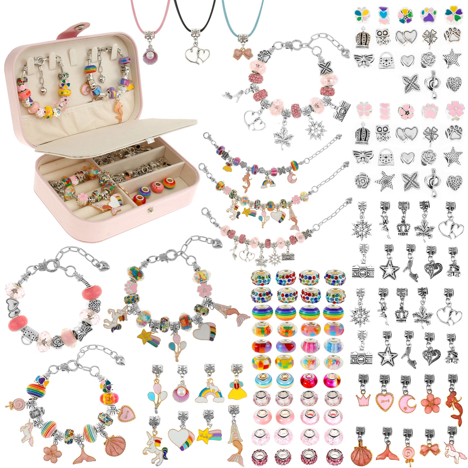 Mandala Crafts Plastic Big Pony Beads Bulk Kit with Organizer Box for Kid  Crafts, Bracelet Jewelry Making, Hair Braiding, Dream Catchers, 1200 CT 9mm  Translucent Rainbow 