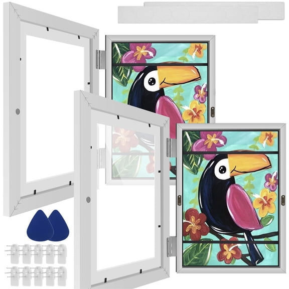 Kyoffiie 2 Packs Kids Art Frames for Kids Artwork Frames Changeable Display 8.3 x 11.7 with Mat or 9.4 x 12.9 without Mat, Picture Frame for Kids Artwork Front Oing Holds 100 Horizontal &Vertical