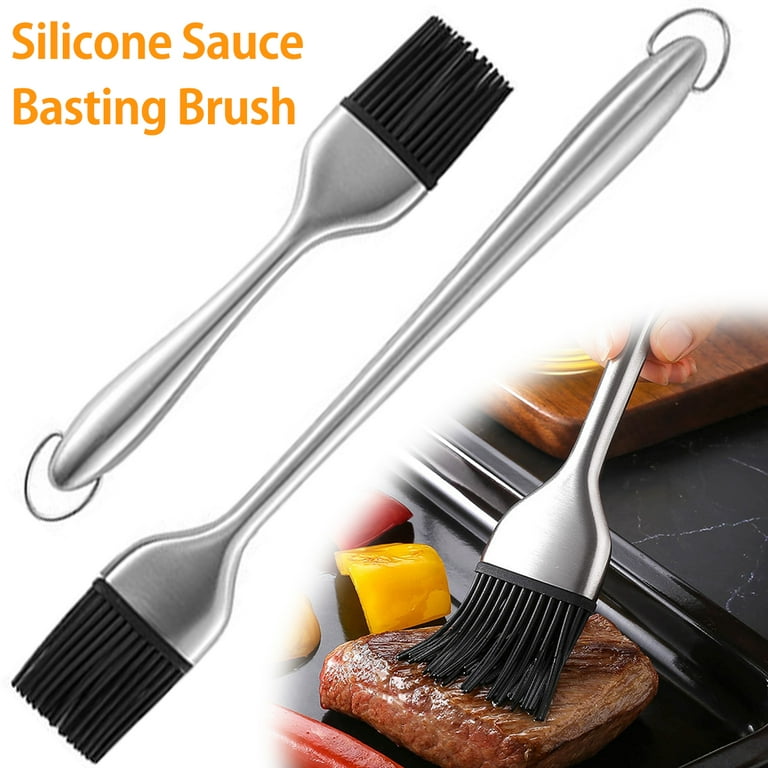 2Pcs Kitchen Oil Brushes Basting Brush Wood Handle BBQ Grill