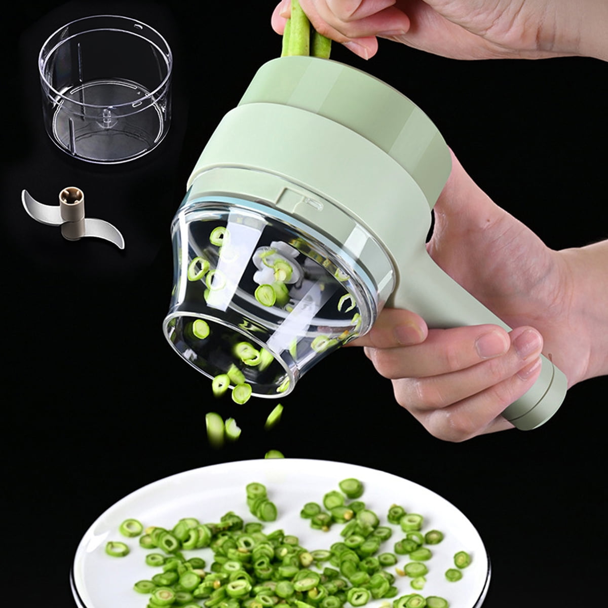 Kyoffiie 4 in 1Handheld Electric Vegetable Cutter Set Wireless Food