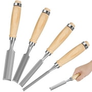 Kyoffiie 4PCS Wood Carving Gouges Half-Round Chisel Carbon Steel Woodworking Chisel Woodworking Tool Set 1/4inch 1/2inch 3/4inch 1inch Sharp Half-Circle Chisel Tool for Wood Engraving Carpenter