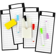 Kyoffiie 4Pcs Magnetic to Do List White Board for Fridge Reusable Magnetic Dry Erase Whiteboard Sheet 25x10cm Portable Dry Erase List Board Strong Magnetic with Markers Dry Eraser for Kitchen