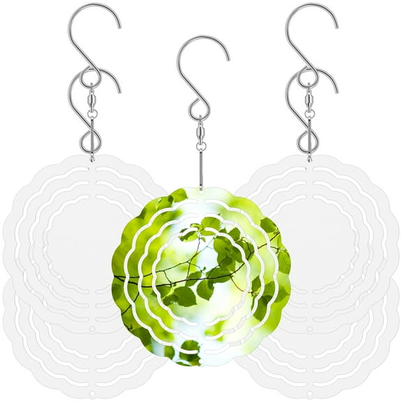 Kyoffiie 5PCS Wind Spinner Blanks 3D Aluminum Wind Spinners Hanging 4inch Wind Spinners DIY Crafts Ornaments