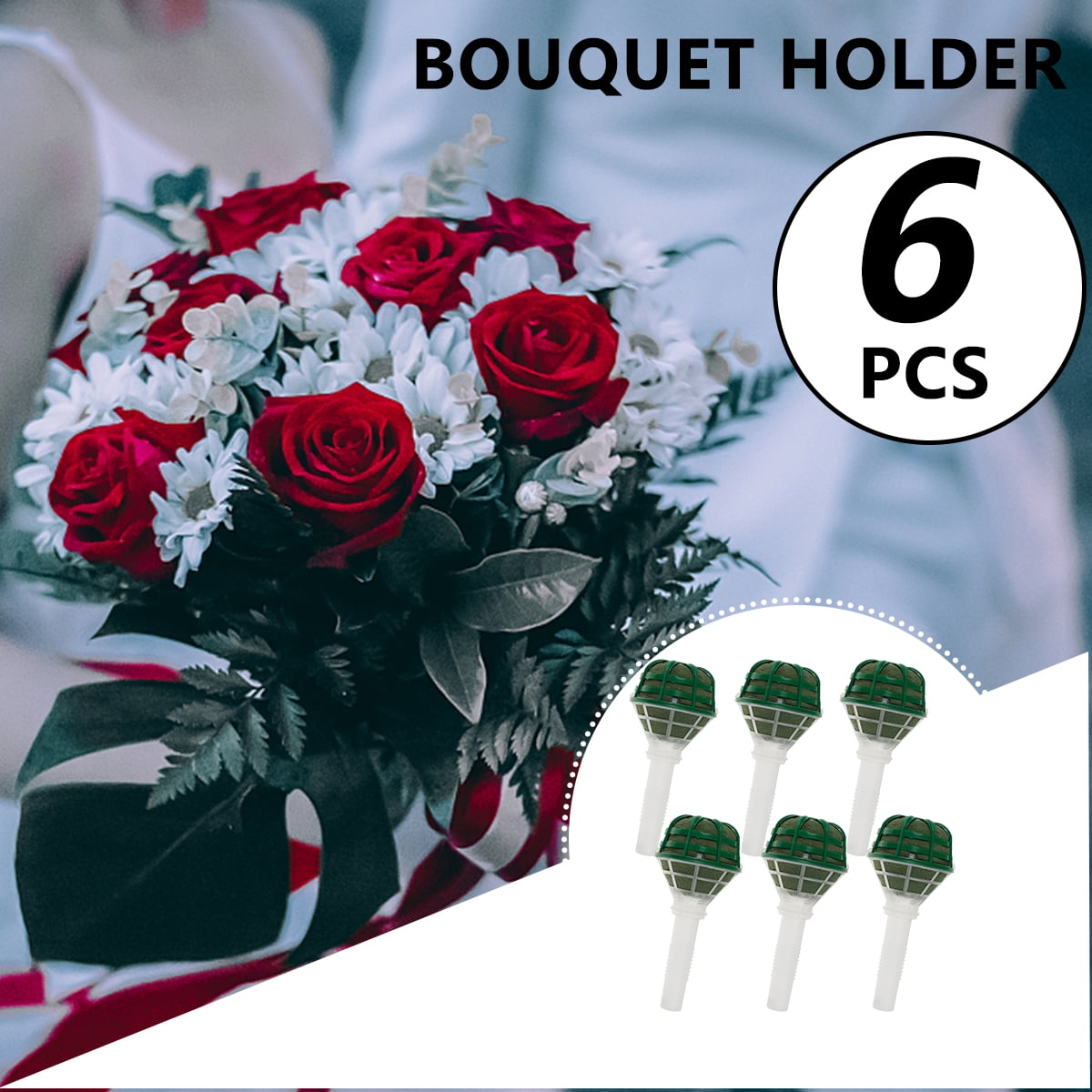 Dream Lifestyle Bouquet Holder - 6-Pack Flower Bouquet Holder,Bridal  Bouquet Handle for Flower Arrangement Wedding Bouquet Supplies Flowers