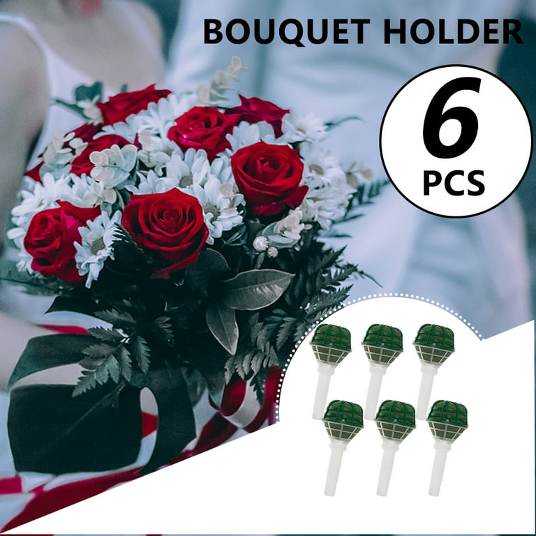 Kyoffiie 6PCS Flower Bouquet Holder Bridal Bouquet Handle for