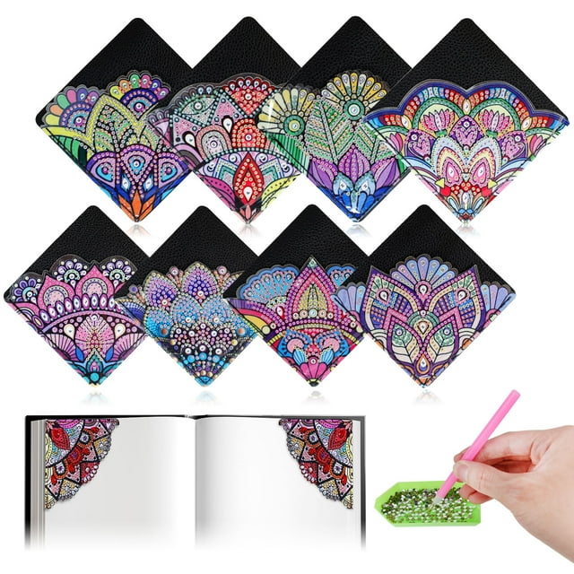 Kyoffiie 8PCS Diamond Painting Corner Bookmarks Kit DIY Diamond Art