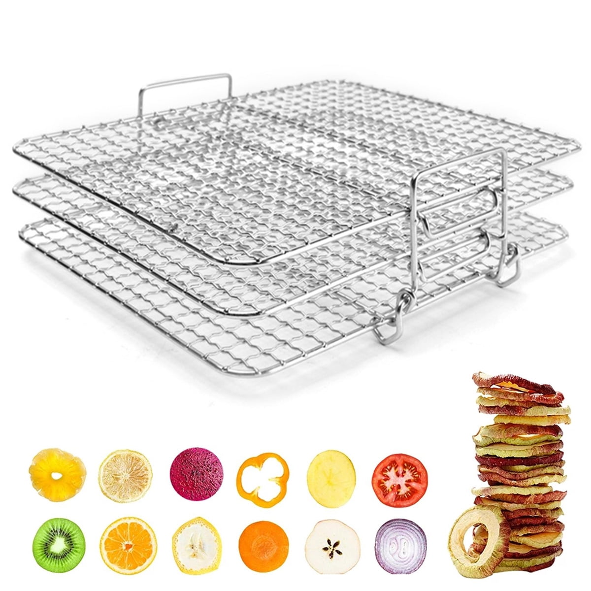 Faldgruber Ruckus katastrofe Kyoffiie Dehydrator Rack Large Capacity Food Dehydrator Stand Rack  Stainless Steel Air Fryer Grill Stand Accessories 3 Layers Stackable Drying  Rack Stacker Trays Kitchen Tool - Walmart.com