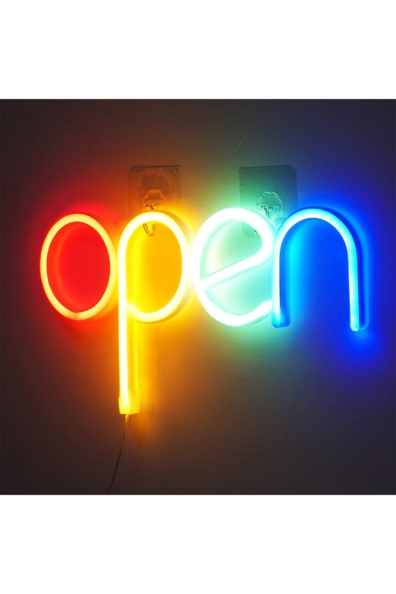 Kyoffiie Open Neon Sign LED Neon Signs Night Light Ultra Bright Colorful Lighted Sign O Business Neon Light Sign Decorative Illuminated Letter Lights for Window Bar Pub Hotel Coffee Shop