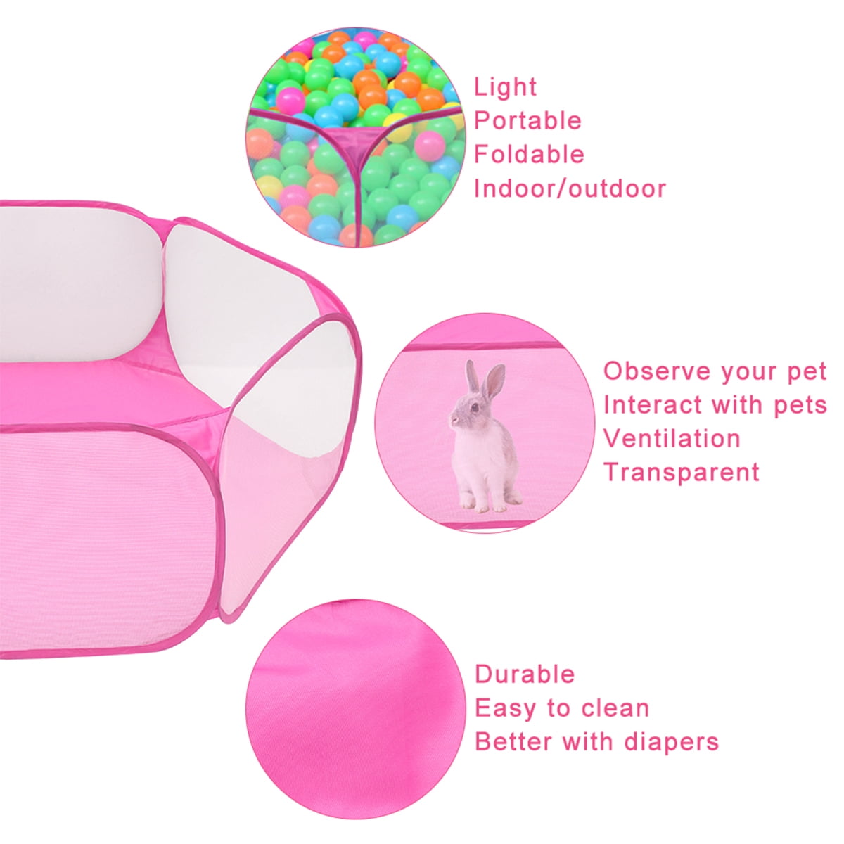 Kyoffiie Outdoor Foldable Pet Playpen Breathable Small Animals Tent ...