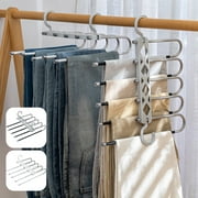 Kyoffiie Pants Hanger 5 Layers Space Saving Jean Hangers Pants Rack Scarf Hanger Closet Space Saving Scarf Organizer for Home Storage