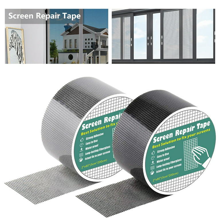 Kyoffiie Window Screen Repair Kit Tape Fiberglass Cloth Mesh Tape Insect  Barrier Strong Self Adhesive Waterproof Door Mesh Screen Patch for Patching  Window Door Screen Holes and Tears 