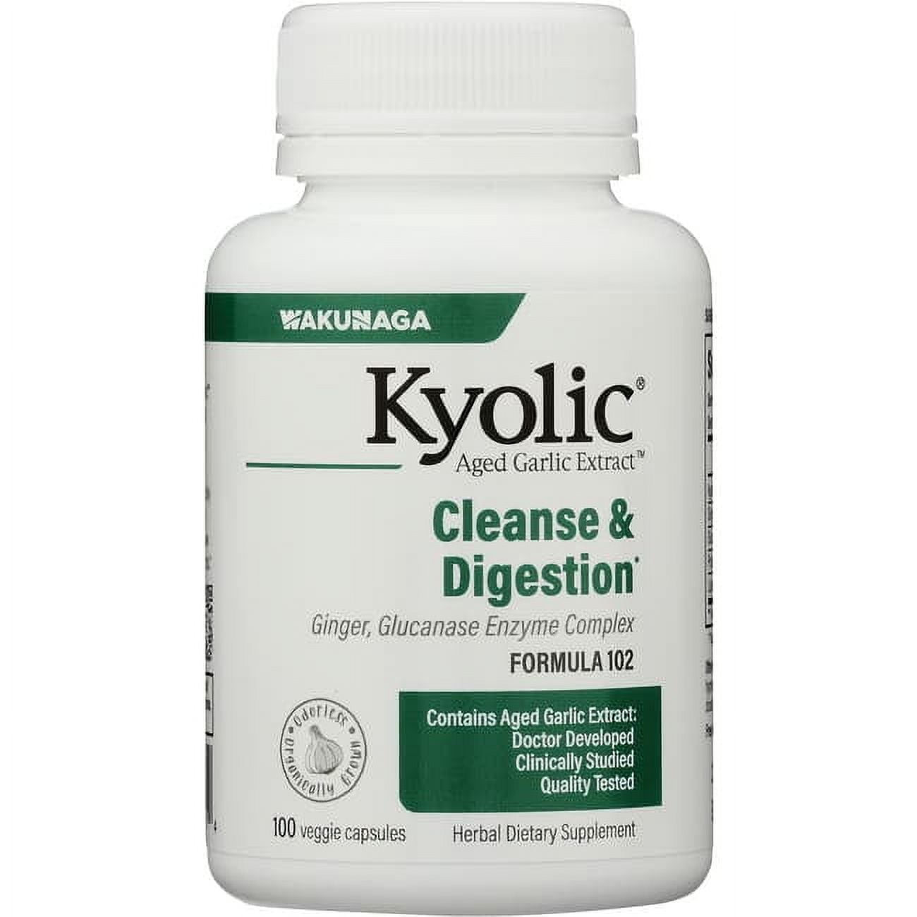 Kyolic Aged Garlic Extract Candida Cleanse and Digestion Formula 102 100 Vegetarian Tablets