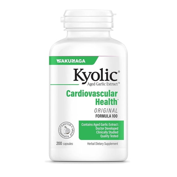 Kyolic Aged Garlic Extract Formula 100, Cardiovascular Health, 200 capsules.