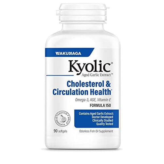 Kyolic Aged Garlic Extract Formula 150, Cholesterol and Circulation Health, Omega-3 90 Soft Gels (Packaging May Vary)