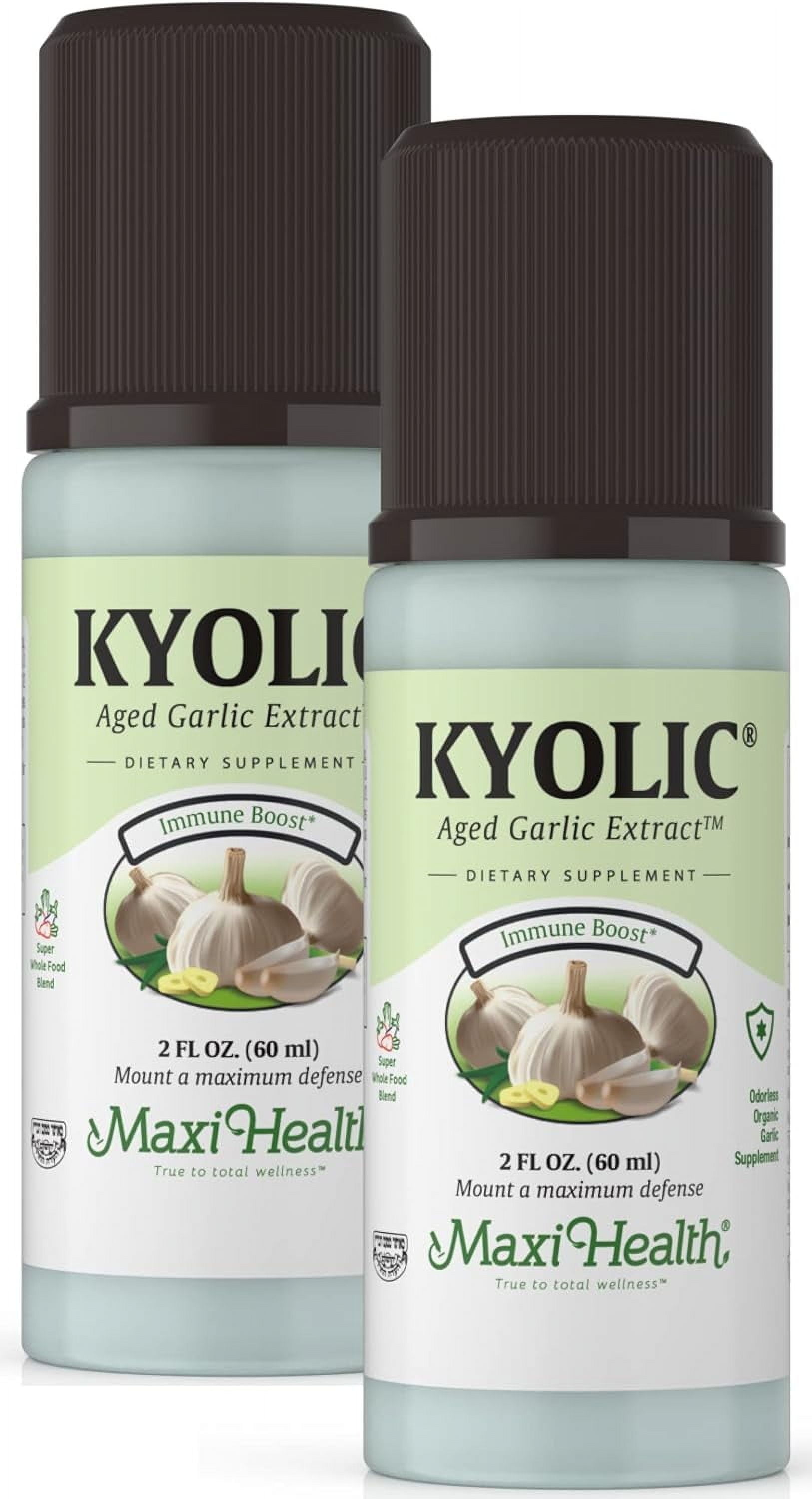 Kyolic Aged Garlic Extract Liquid Odorless Organic Garlic Supplement Immune Support 4 fl oz, 2 pack