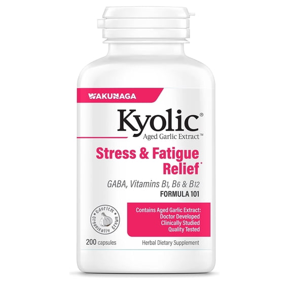 Kyolic Aged Garlic Extract Formula 101, Stress and Fatigue Relief, 200 capsules.