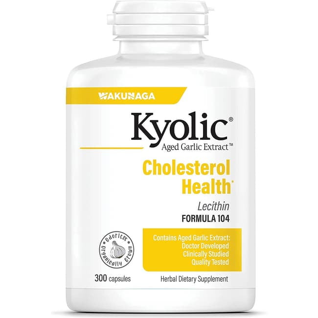 Kyolic Aged Garlic Extract, Cholesterol Health, Formula 104, 300 Capsules