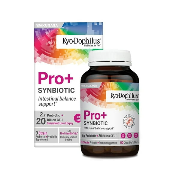 Kyo-Dophilus Pro+ Synbiotic, Intestinal Balance Support*, 50 chewable tablets