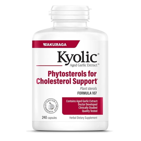 Kyolic Aged Garlic Extract Formula 107, Phytosterols for Cholesterol Support, 240 Capsules