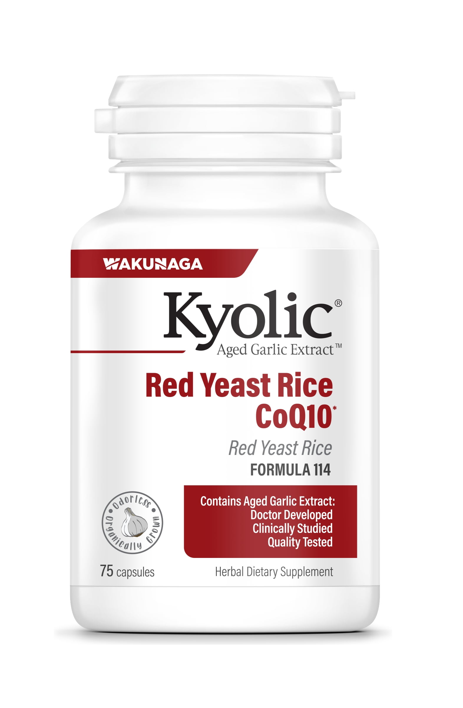 Kyolic Aged Garlic Extract Formula 114, Red Yeast Rice CoQ10, 75 Capsules
