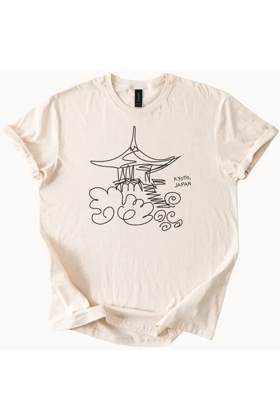 Kyoto Japan Temple Graphic T Shirt Asian Architecture Tee