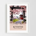 thumbnail image 1 of Kyoto Travel Poster – Japanese Cherry Blossom Illustration - Kyoto Japan Illustration Travel Poster Architecture Scenic Floral Landscape White Framed Wall Art Print 12 x 18 inches, 1 of 3