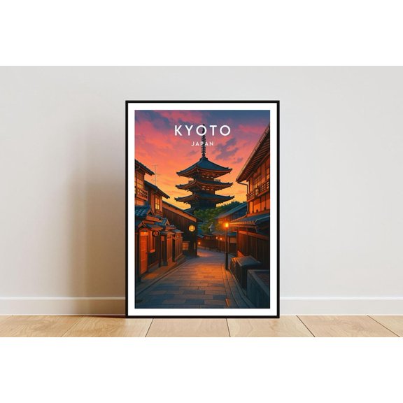 Kyoto Travel Print - Japan, Kyoto Poster, Japan Wall Art, Japan Illustration, Asia Art, Travel Gift, Japanese Decor, Honshu Art 8x12 UNFRAMED