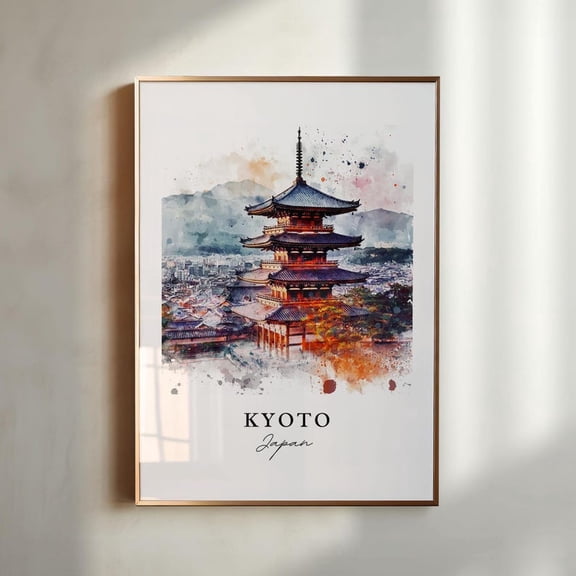 Kyoto Wall Art, Kyoto Japan Print, Kyoto Art, Honshu Island Japan Gift, Travel Poster, Housewarming Gift 12x18 UNFRAMED